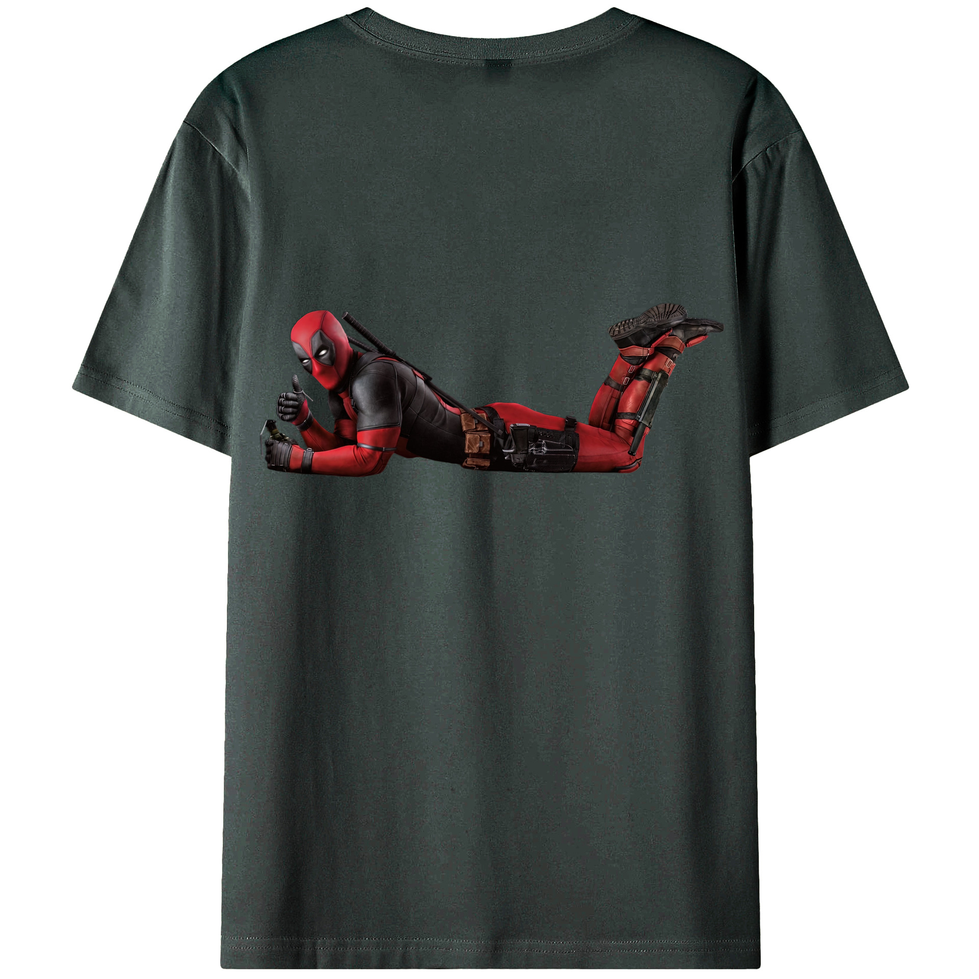 （画像用） Deadpool デッドプール 綿100％ メンズ半袖Tシャツ（バックプリント） 通気性